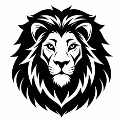 lion head illustration lion face icon black color white background