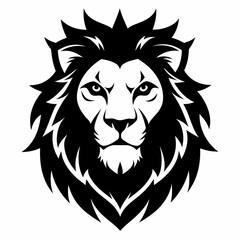 lion face icon black color white background