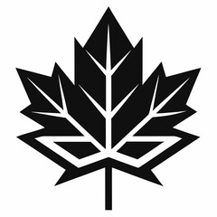 silhouette of leaf  maple leaf black and white vector 