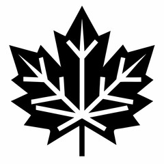 silhouette of leaf  maple leaf black and white vector 