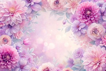 Soft petal floral pattern with pastel shades of pink and purple, soft focus, feminine design
