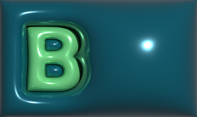 Glossy Letter B Icon: Push Button Design with Copy Space Background for Web and Business Applications