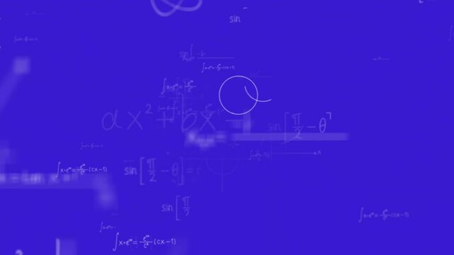 Blue Background with Mathematical Equations and Diagrams, Ideal for Education or Scientific Themes