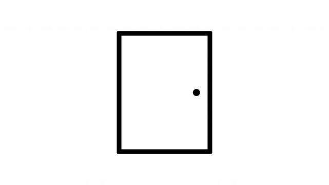 Opening door line icon. Black color line icon animation. 4K video with transparent background