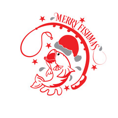 Merry Fishmas Vector Christmas Fishing Design 
