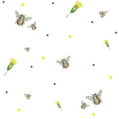 seamless pattern Clover and bees spring floral
spring flowers and bees elements for design and prints

