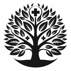 black and white tree silhouette