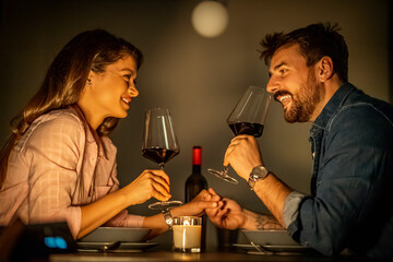 Romantic Candlelit Dinner with Wine for Couple at Restaurant