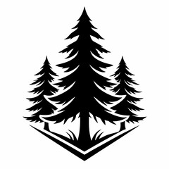 set of christmas trees black and white