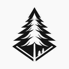 Fototapeta premium christmas tree icon black and white