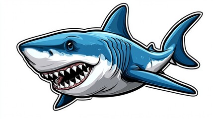 Obraz premium Cartoon Shark Illustration with Bold Colors