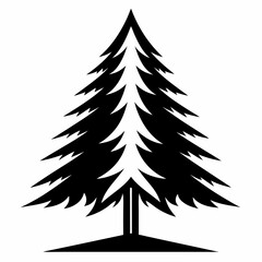 pine tree black and white vector logo