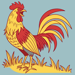 rooster in the grass