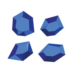 Cartoon stones. Rock stone isometric set. Blue boulders, natural building block shapes, wall stones. 3d flat isolated illustration. Vector collection