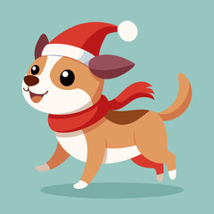 christmas dog with santa hat