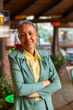 A portrait of a woman over 50 years old