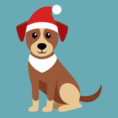 christmas dog with santa hat