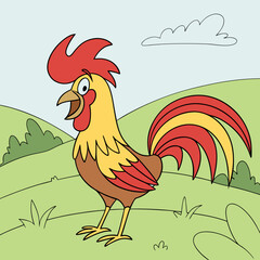 rooster in the grass