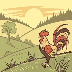 rooster in the field