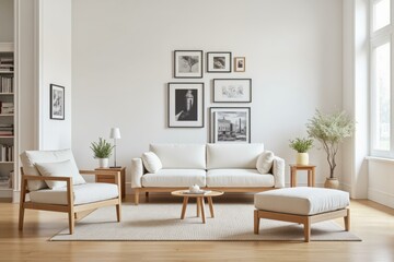 Elegant Minimalist Living Room Embodies Serene Modern Aesthetics with Clean Lines and Neutral Colors, Enhancing Calm and Relaxation