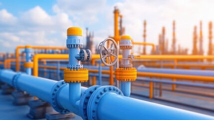 Industrial Refinery with Stretching Pipelines