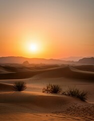 Obraz premium Desert sunset with orange sky