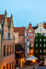 Obraz premium Colorful facades and buildings in old central part of Gdansk city, Poland in sunny day