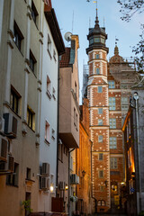 Obraz premium Colorful facades and buildings in old central part of Gdansk city, Poland in sunny day