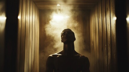 Man Relaxing in a Steam Room