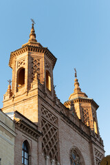 Fototapeta premium Walking in old part of Jerez de la Frontera, Sherry wine making town, Andalusia, Spain in summer, architectural details, Andalusian style, churches and towers
