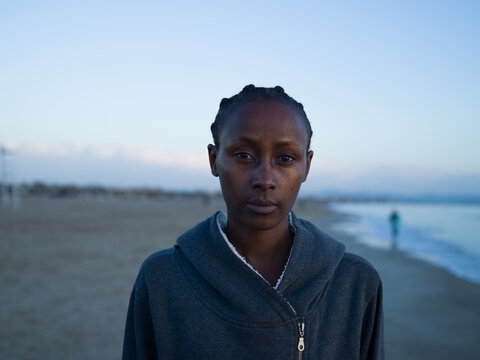 Calm black woman portrait