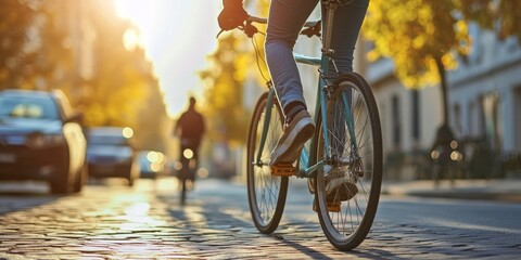 A person reducing their carbon footprint by cycling instead of driving highlighting the personal responsibility in cutting carbon emissions