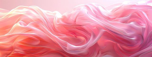 Obraz premium A soft, flowing wave of pink and peach fabric, evoking a sense of tranquility and elegance.