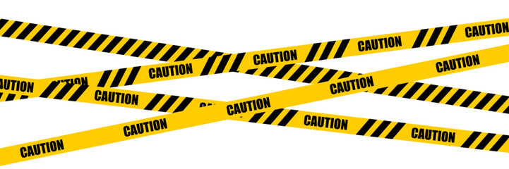 caution warning tape set: designed for industrial safety, roadwork, construction, and hazard zones. Vector illustration.