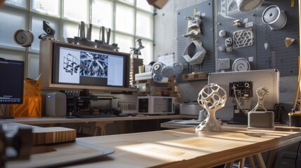 The workshop area also features a 3D modeling station with different software and tools for visitors to design and create their own prototypes.