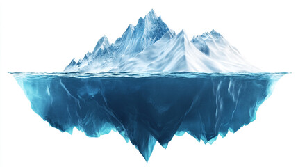 Obraz premium Large Iceberg Isolated On White Background Underwater Perspective