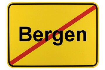 Illustration eines Ortsschildes der Gemeinde Bergen in Niedersachsen