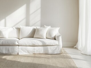 Obraz premium Bright and Cozy Living Room with Modern White Sofa