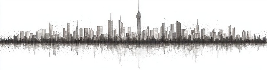 Obraz premium Illustration of a futuristic night city. Buildings and urban landscapes at night. Design image for website or banner.