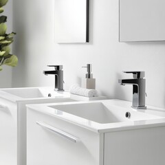 Dual vanity with chrome fixtures, clean and modern bathroom design