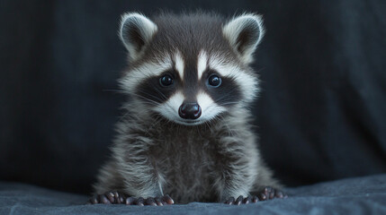 Obraz premium Adorable Baby Raccoon Portrait Cute Animal Wildlife Photo