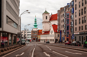 Obraz premium streets of the historic center of Bratislava with tourists visiting the city