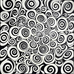 Fototapeta premium Abstract black and white spirals create a visually striking pattern conveying depth and movement.