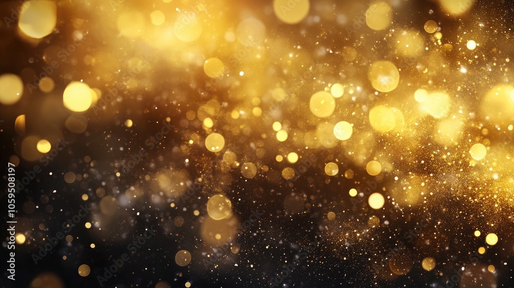 Poster gold glitter background featuring a textured design with bokeh effects and shimmering lights showcas