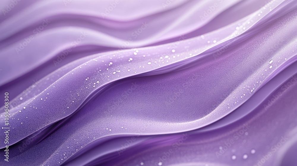 Poster Graceful lavender waves undulate displaying a smooth texture with delicate droplets perfect for creating a tranquil atmosphere
