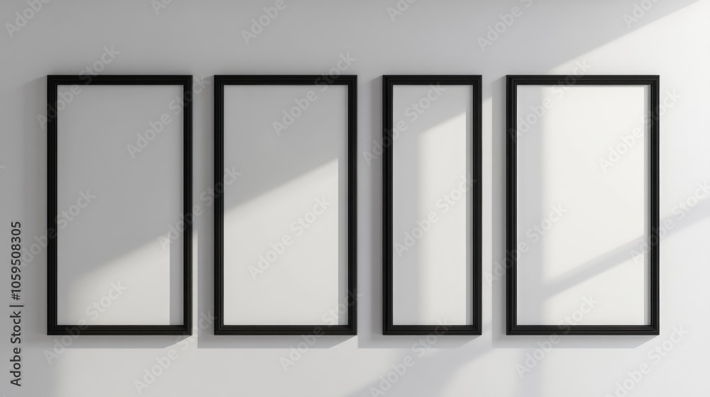 Aufkleber 3D rendering of five empty mockup frames