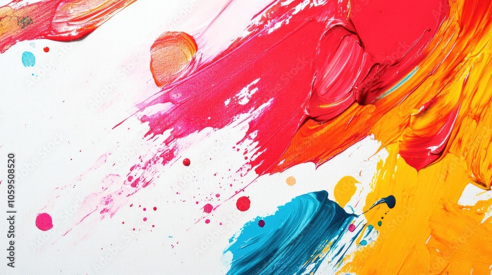 Poster vibrant abstract acrylic paint background featuring colorful strokes and splash stains in red set ag