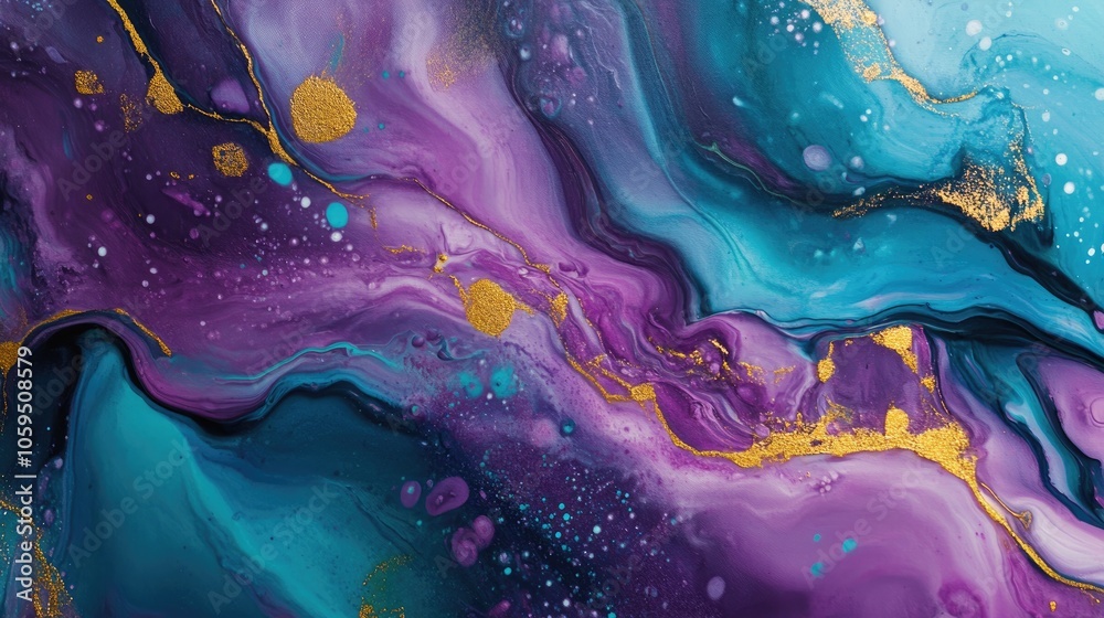Poster fluid art banner featuring an abstract paint mixture liquid acrylic design with flowing splashing ef