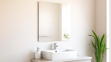 Modern mirror with chrome accents, sleek design, luxury bathroom