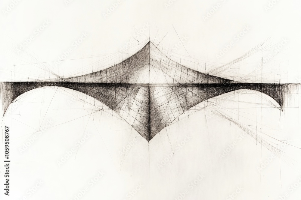 Aufkleber the artwork features an abstract drawing of a bridge, highlighting its geometric forms and elegant l